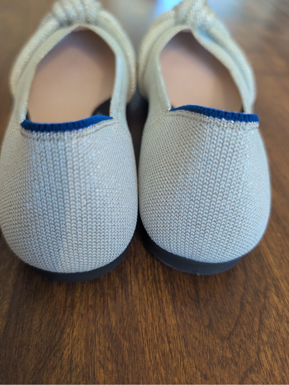 Rothy's The Knot Point Ecru Bow Metallic Diamond Ballet Flats 6.5 Minimalist - Picture 5 of 9